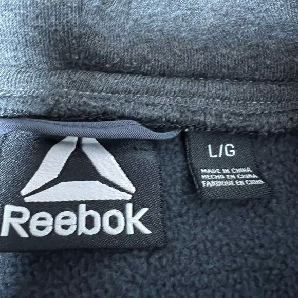 Reebok Softshell Athletic Jacket Full zip Hooded Gray Black Size L Fleece Lined - Picture 7 of 13